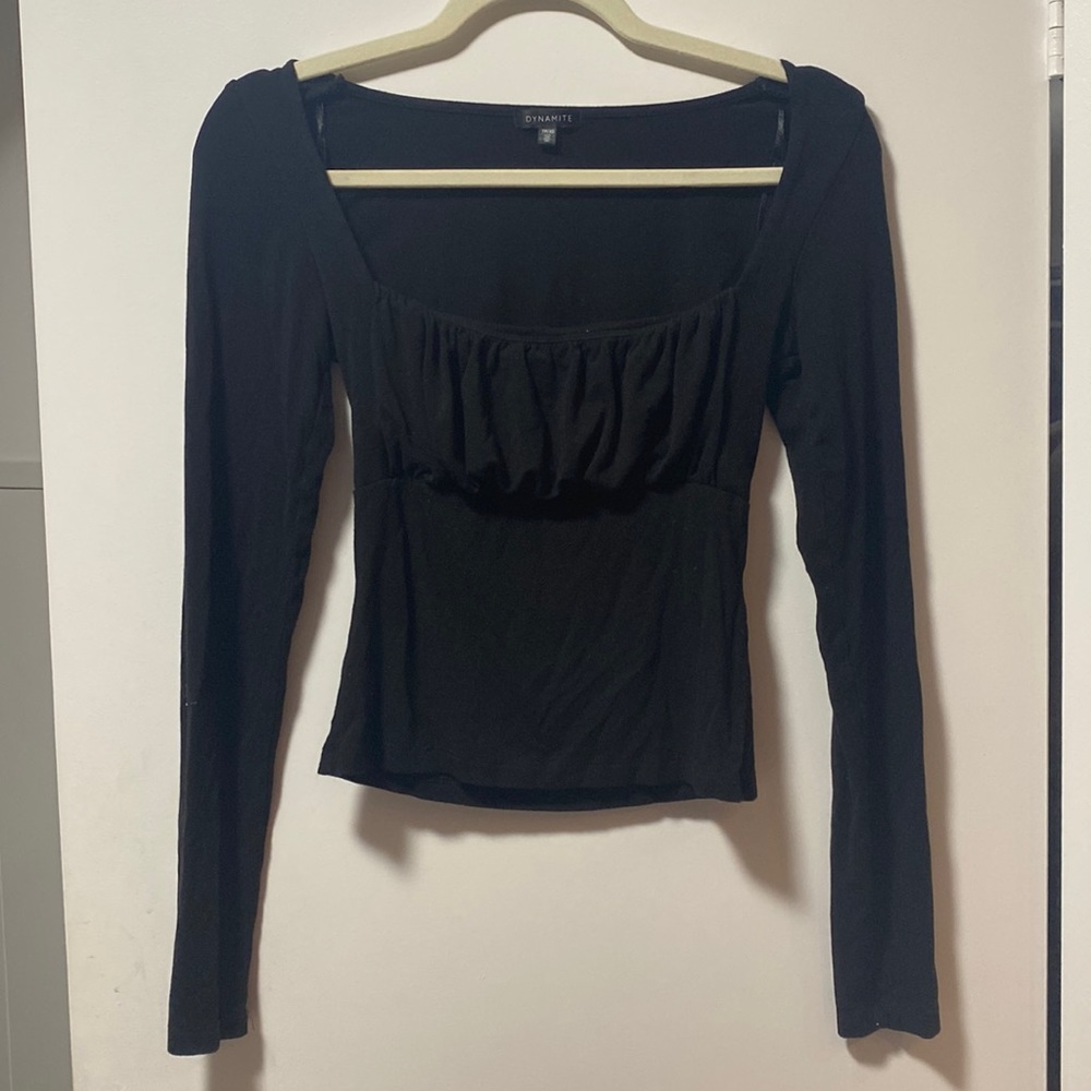Black long sleeve with ruched detail